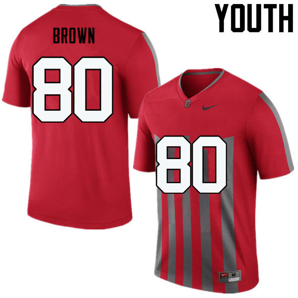 Youth Ohio State Buckeyes #80 Noah Brown College Football Jerseys Game-Throwback